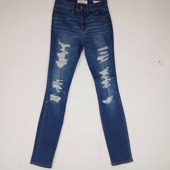 Pacsun Mid Rise Denim Jegging Size 25 w/ Distressed‎ Dark Wash Denim - Picture 1 of 10